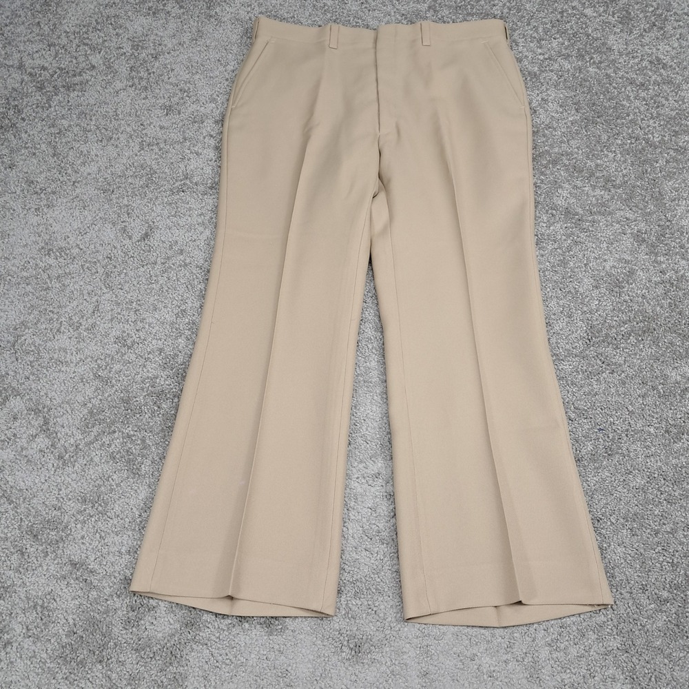Vintage Haggar Womens Slacks Tan Beige Wide Leg High Rise Trousers 36x29